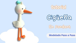 Cómo Hacer una Cigueña en Fondant // Stork Fondant Cake Topper // Baby shower Fondant