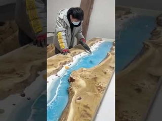 Light Blue Resin Beach Table!  | Wood Walker #shorts