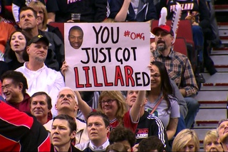 Damian Lillard Blows by Terrence Ross for the Strong Jam