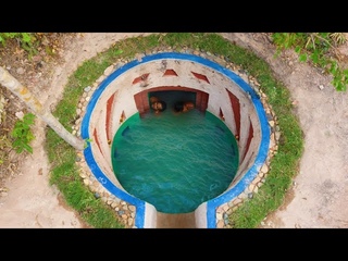 Build  Water Slide Swimming Pool To Waterfall Swimming pool In Secret Underground King Simple