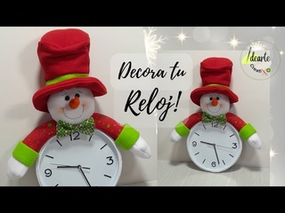 Decora tu Reloj de pared  con un hermoso MUÑECO DE NIEVE!